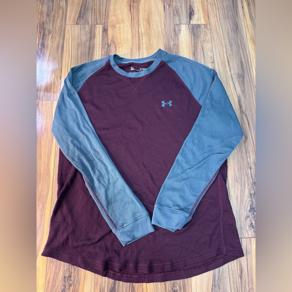 Set of 2- Under Armour Men's Maroon/Grey Long  and Olive/Grey Long Sleeve Tees